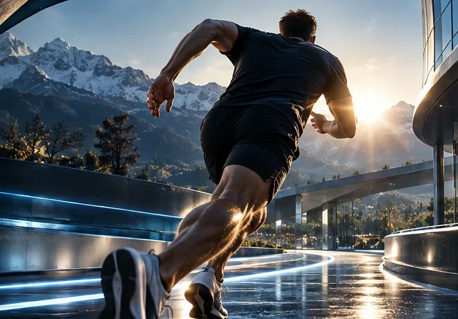 Athlete sprinting at full speed